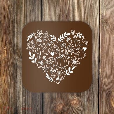 Autumn Pumpkin Fall Lover Heart Gift Coaster