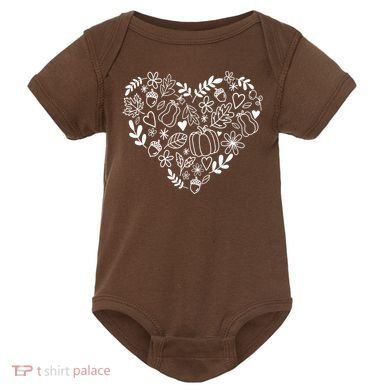 Autumn Pumpkin Fall Lover Heart Gift Baby Bodysuit