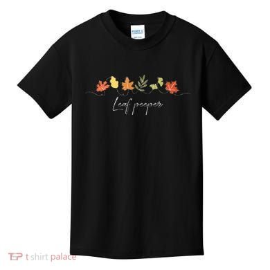 Autumn Peeping Fall Foliage Leaf Peeper Thanksgiving Kids T-Shirt