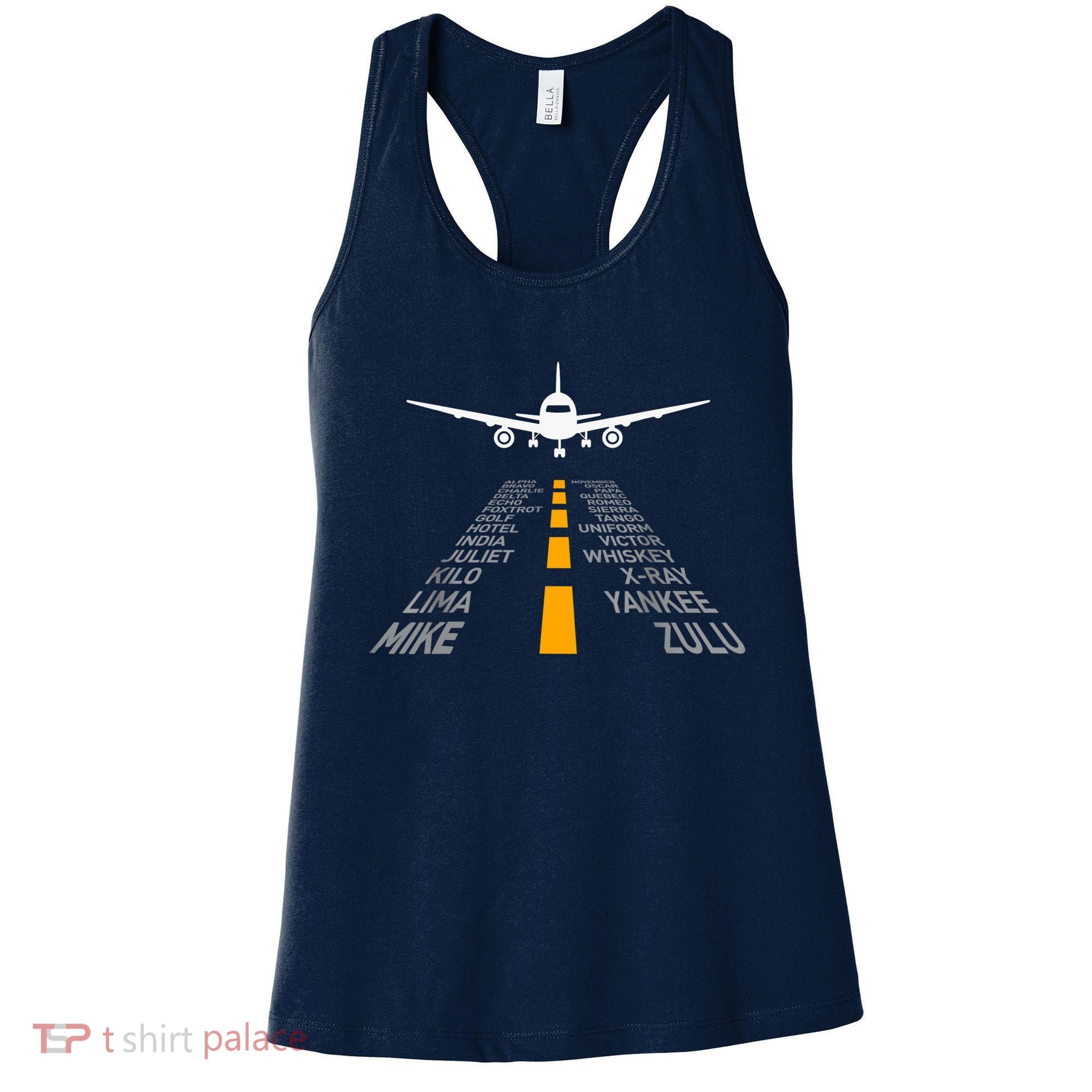 Airplane Pilot Gifts Airport Runway Phonetic Alphabet Plane Women's Tank Top