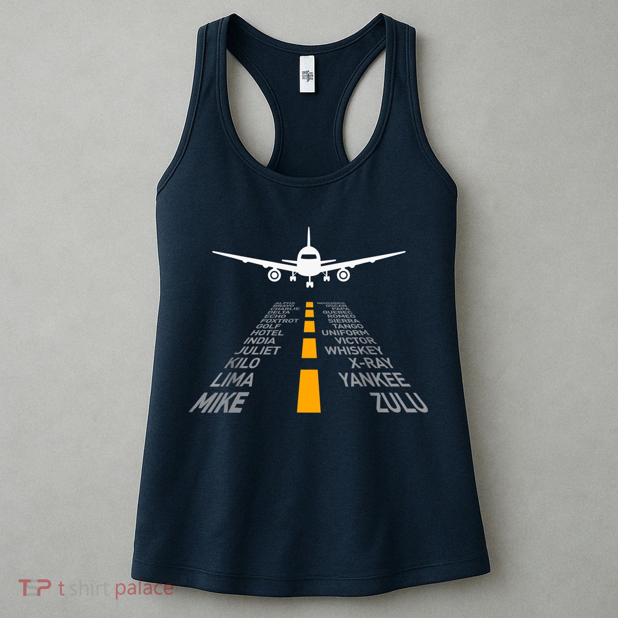 Airplane Pilot Gifts Airport Runway Phonetic Alphabet Plane Women's Tank Top