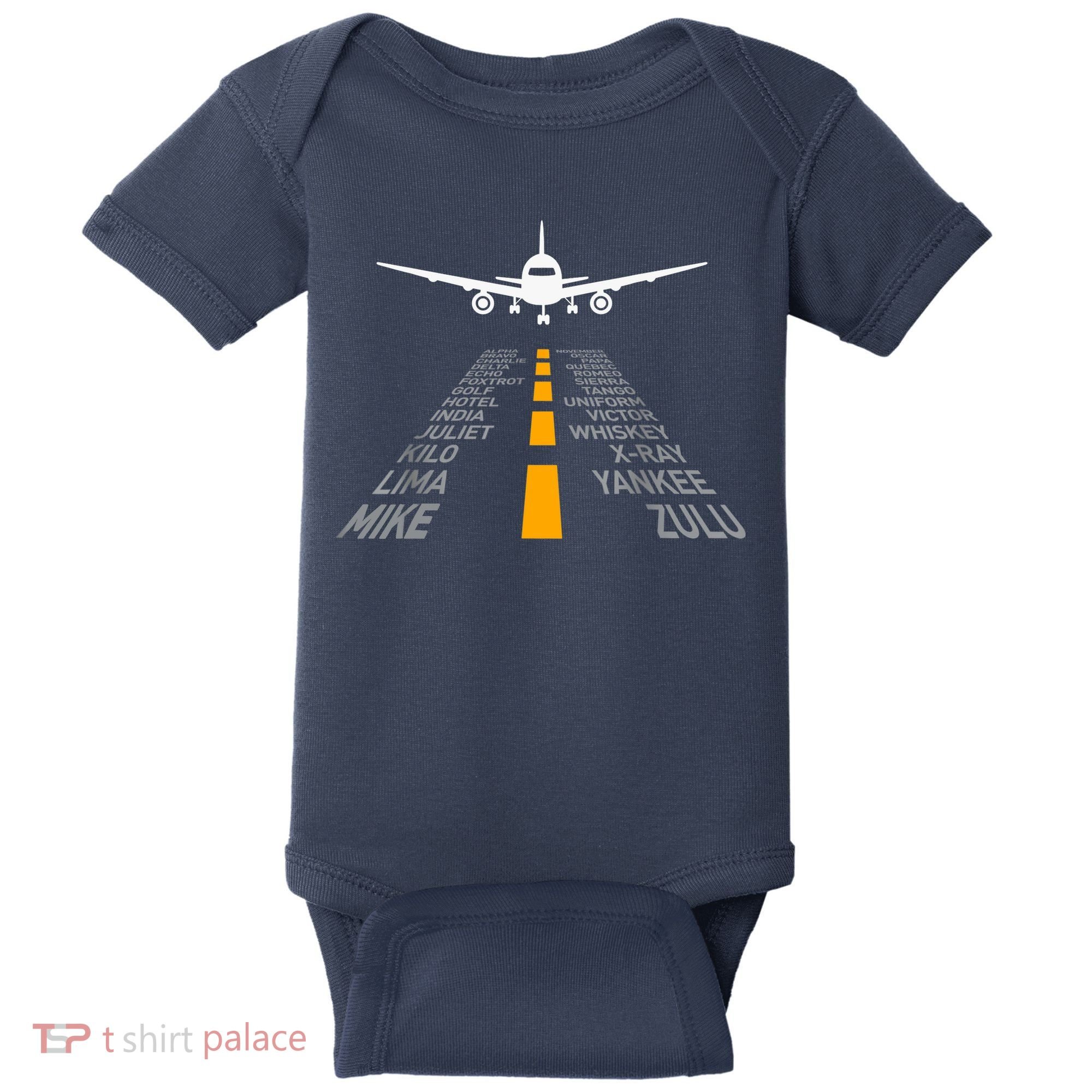 Airplane Pilot Gifts Airport Runway Phonetic Alphabet Plane Baby Bodysuit
