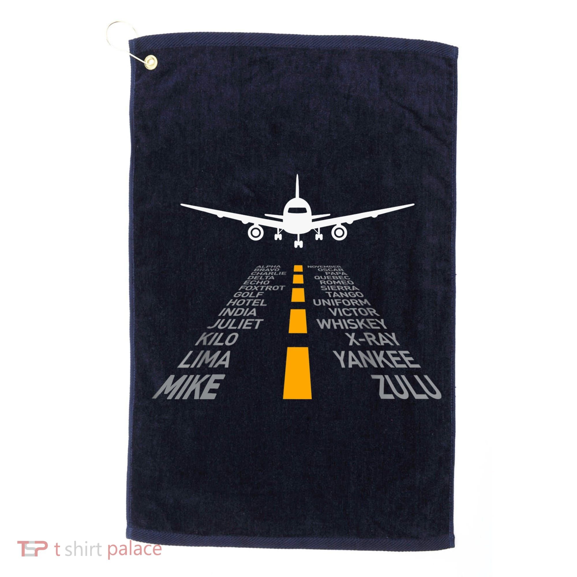 Airplane Pilot Gifts Airport Runway Phonetic Alphabet Plane Golf Towel