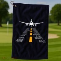 Airplane Pilot Gifts Airport Runway Phonetic Alphabet Plane Golf Towel thumb 1