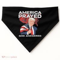 America Prayed God Answered Trump USA-Made Doggie Bandana thumb 0