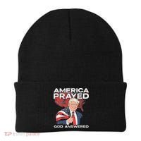 America Prayed God Answered Trump Beanie thumb 0