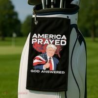 America Prayed God Answered Trump Golf Towel thumb 2