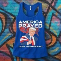 America Prayed God Answered Trump Women's Tank Top thumb 3
