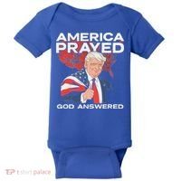 America Prayed God Answered Trump Baby Bodysuit thumb 0