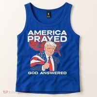 America Prayed God Answered Trump Tank Top thumb 2