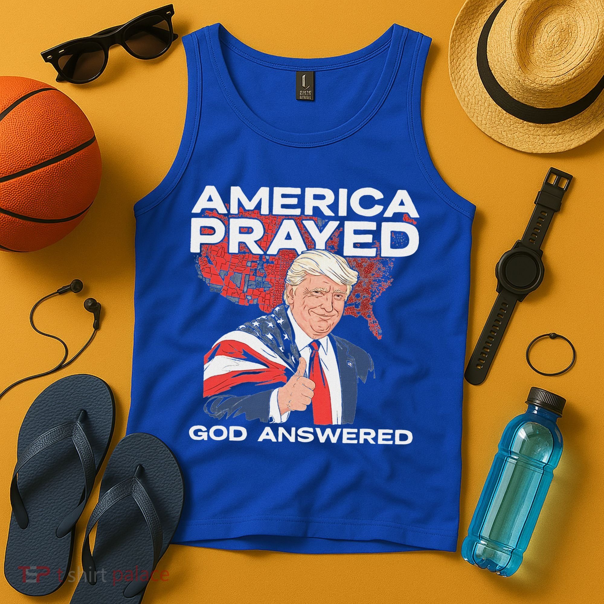 America Prayed God Answered Trump Tank Top