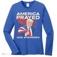 America Prayed God Answered Trump Women's Long Sleeve Shirt thumb 0