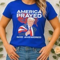 America Prayed God Answered Trump Women's T-Shirt thumb 2
