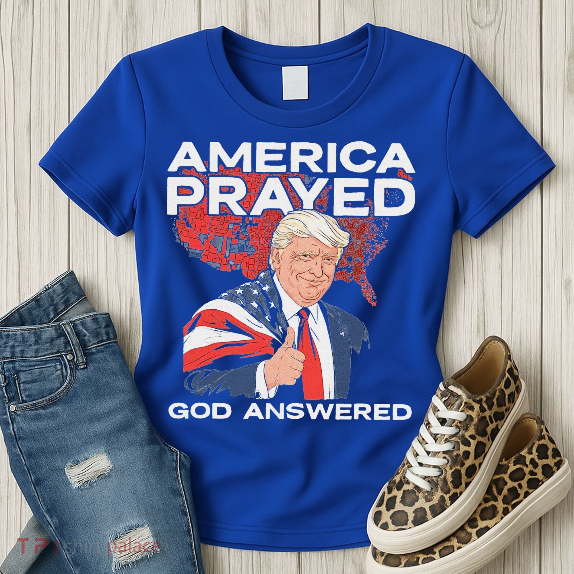 America Prayed God Answered Trump Women's T-Shirt