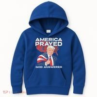 America Prayed God Answered Trump Kids Hoodie thumb 0
