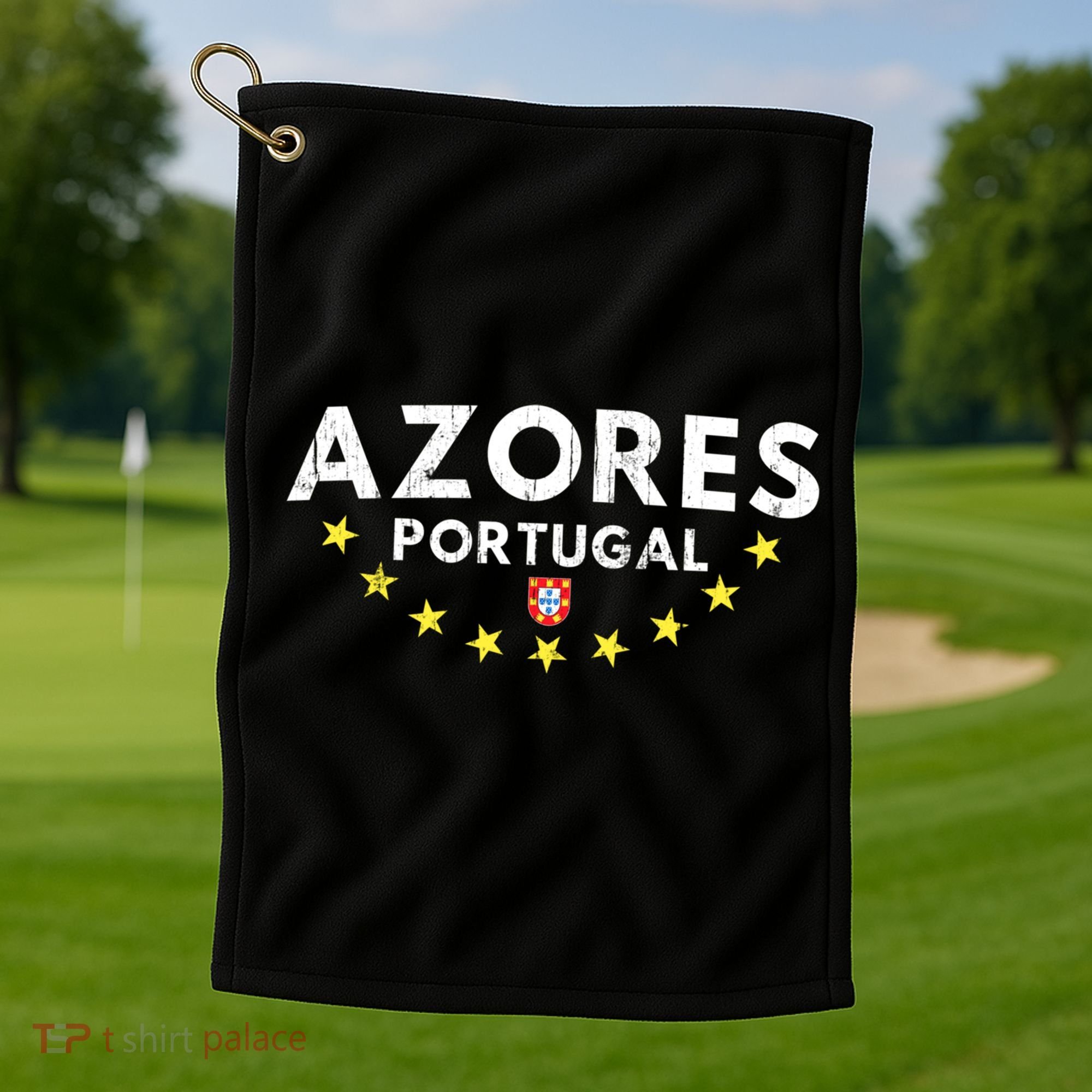 Azores Portugal Gift Distressed Souvenir Vacation Azorean Funny Gift Golf Towel