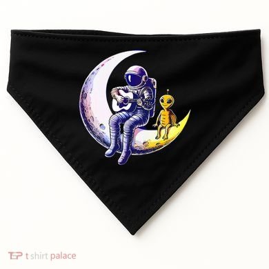 Astronaut Playing Guitar With An Alien On The Moon USA-Made Doggie Bandana