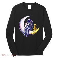 Astronaut Playing Guitar With An Alien On The Moon Long Sleeve Shirt thumb 0