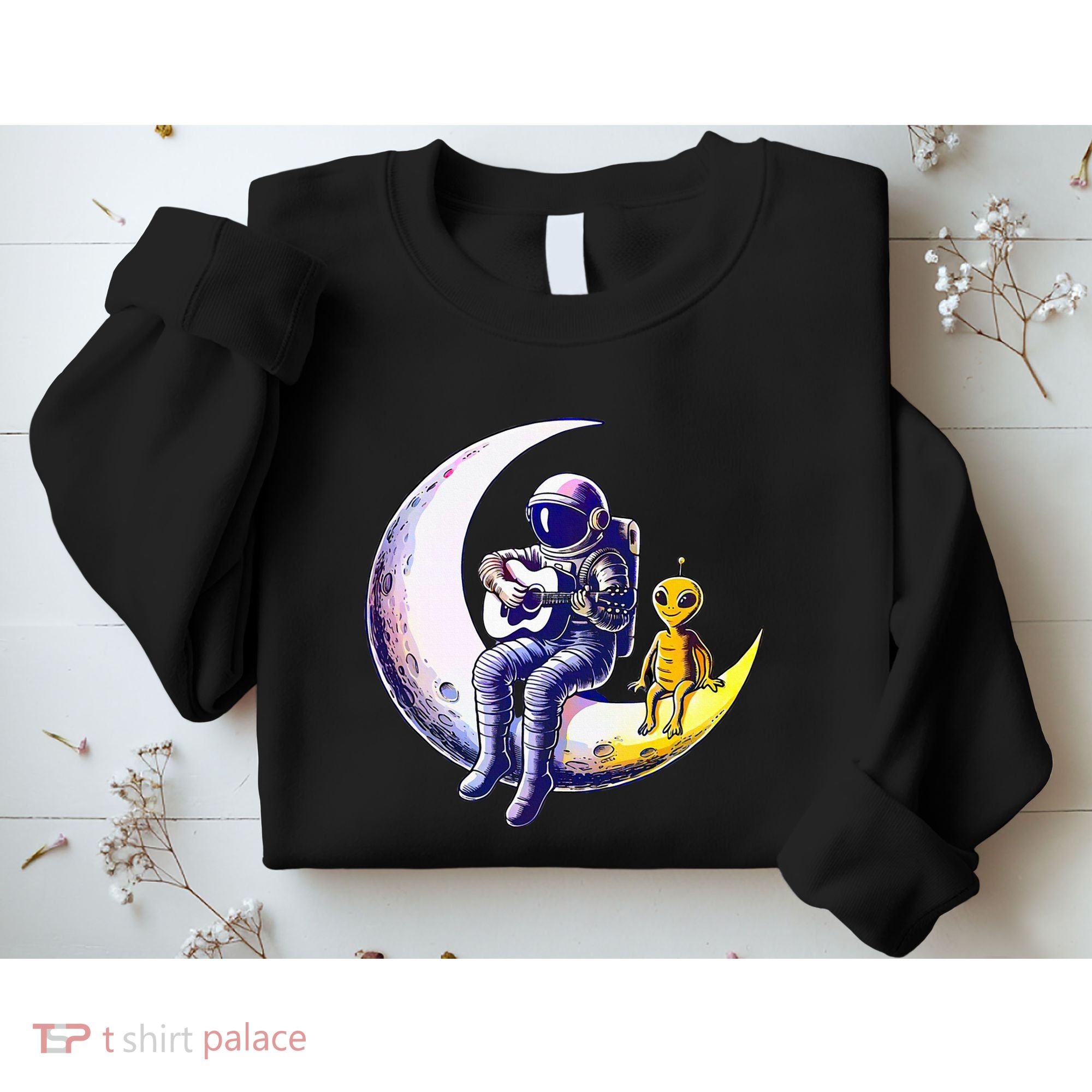 Astronaut Playing Guitar With An Alien On The Moon Sweatshirt