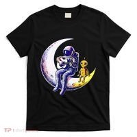 Astronaut Playing Guitar With An Alien On The Moon T-Shirt thumb 0