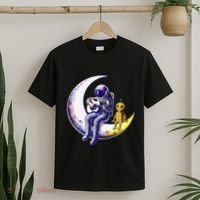 Astronaut Playing Guitar With An Alien On The Moon T-Shirt thumb 2