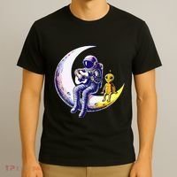 Astronaut Playing Guitar With An Alien On The Moon T-Shirt thumb 3