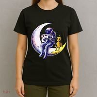Astronaut Playing Guitar With An Alien On The Moon T-Shirt thumb 4