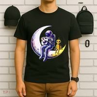 Astronaut Playing Guitar With An Alien On The Moon T-Shirt thumb 6
