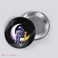Astronaut Playing Guitar With An Alien On The Moon Button thumb 0
