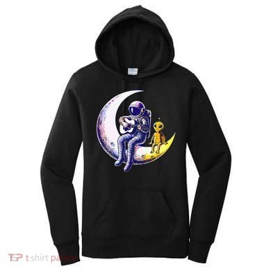 Astronaut Playing Guitar With An Alien On The Moon Women's Hoodie