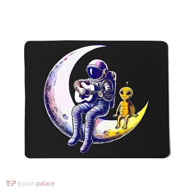 Astronaut Playing Guitar With An Alien On The Moon Mousepad