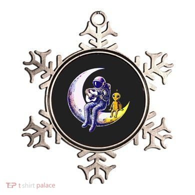 Astronaut Playing Guitar With An Alien On The Moon Ornament