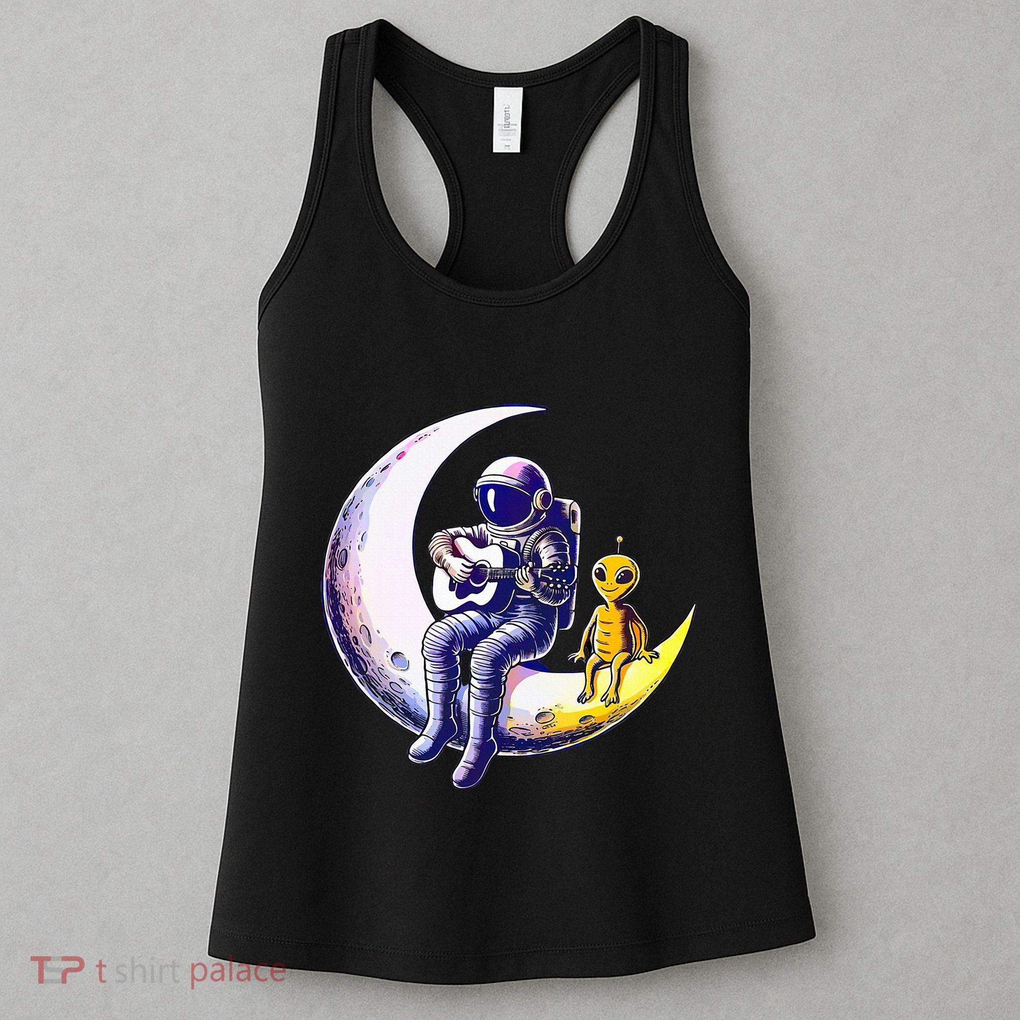 Astronaut Playing Guitar With An Alien On The Moon Women's Tank Top