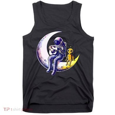 Astronaut Playing Guitar With An Alien On The Moon Tank Top