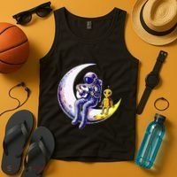 Astronaut Playing Guitar With An Alien On The Moon Tank Top thumb 4