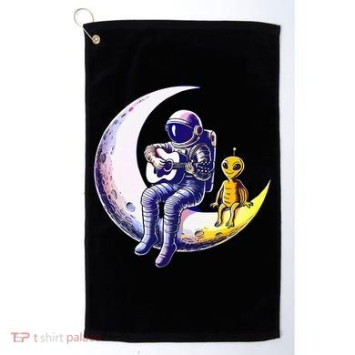 Astronaut Playing Guitar With An Alien On The Moon Golf Towel