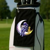 Astronaut Playing Guitar With An Alien On The Moon Golf Towel thumb 2