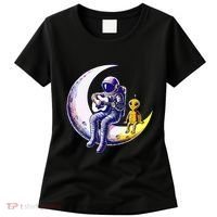 Astronaut Playing Guitar With An Alien On The Moon Women's T-Shirt thumb 0