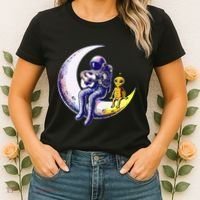 Astronaut Playing Guitar With An Alien On The Moon Women's T-Shirt thumb 2