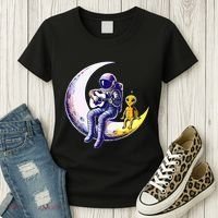 Astronaut Playing Guitar With An Alien On The Moon Women's T-Shirt thumb 3