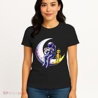 Astronaut Playing Guitar With An Alien On The Moon Women's T-Shirt thumb 4