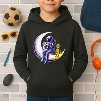 Astronaut Playing Guitar With An Alien On The Moon Kids Hoodie thumb 2