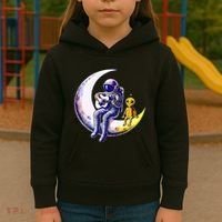 Astronaut Playing Guitar With An Alien On The Moon Kids Hoodie thumb 3