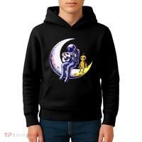 Astronaut Playing Guitar With An Alien On The Moon Kids Hoodie thumb 4