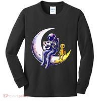 Astronaut Playing Guitar With An Alien On The Moon Kids Long Sleeve Shirt thumb 0