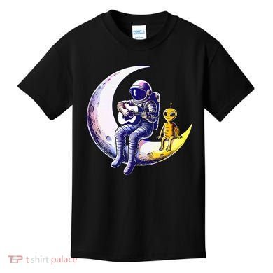 Astronaut Playing Guitar With An Alien On The Moon Kids T-Shirt