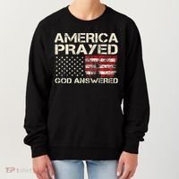 America Prayed God Answered Funny 45 47 Trump Women's Sweatshirt thumb 0