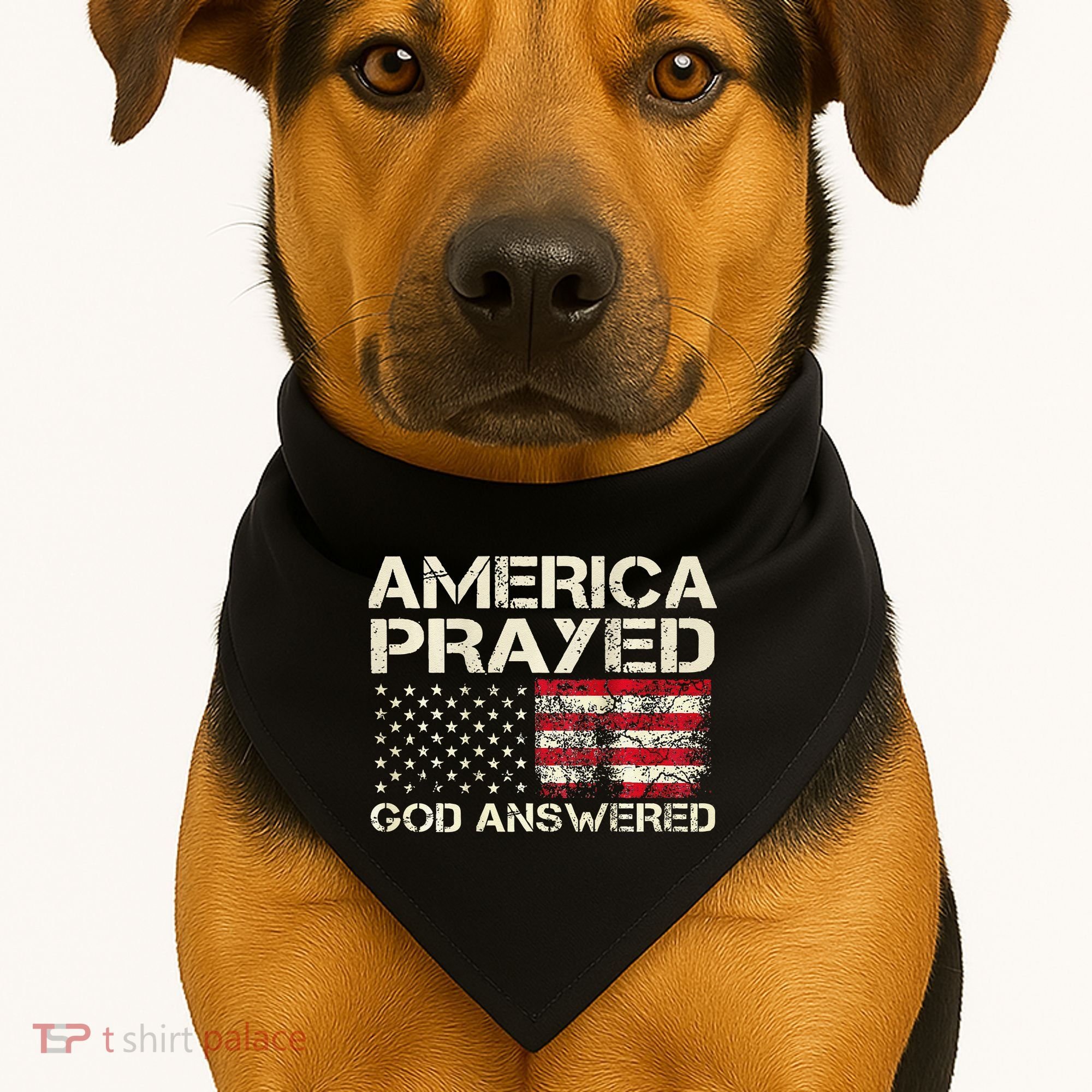 America Prayed God Answered Funny 45 47 Trump USA-Made Doggie Bandana