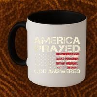 America Prayed God Answered Funny 45 47 Trump Coffee Mug thumb 2