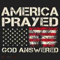 America Prayed God Answered Funny 45 47 Trump Beanie thumb 2